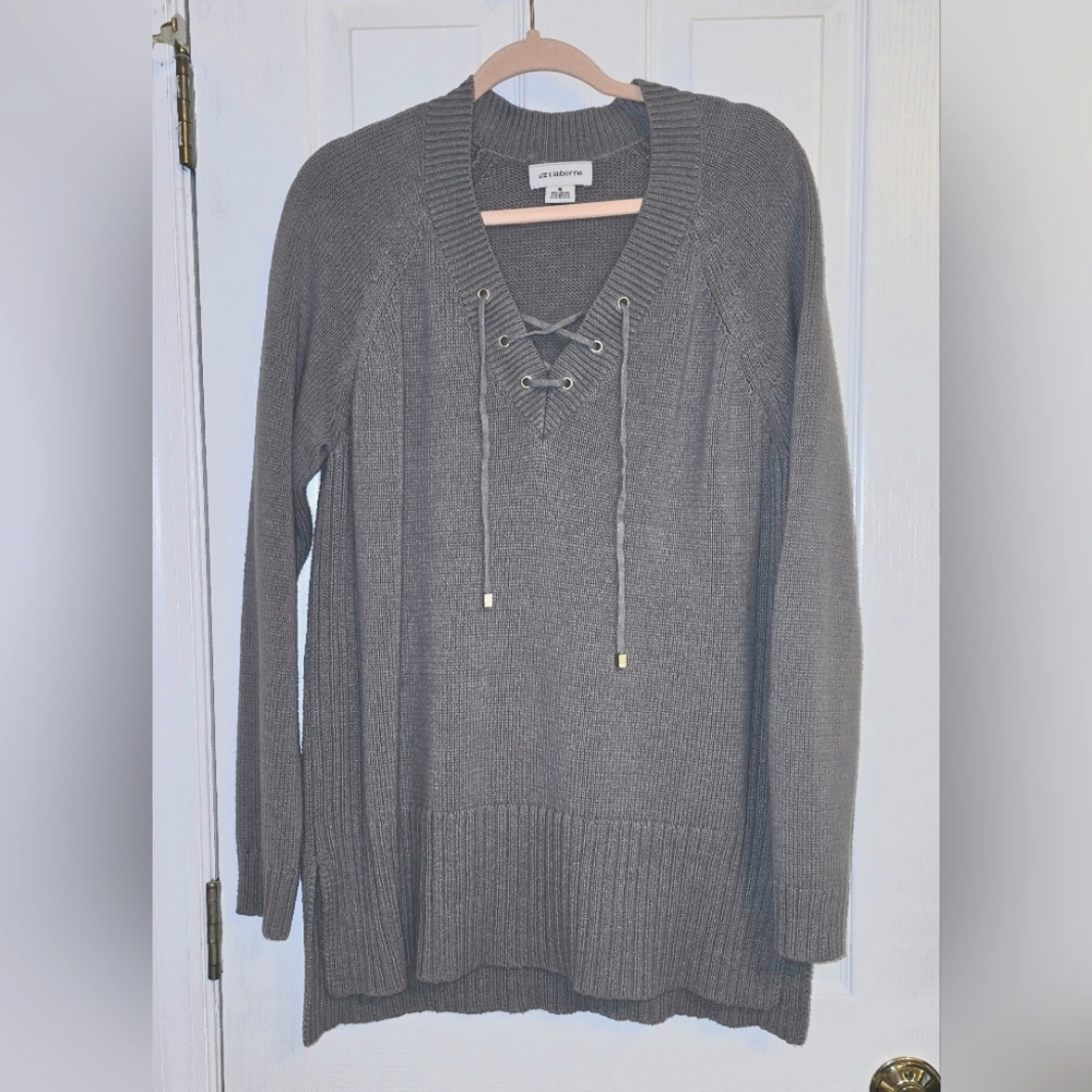 Liz Claiborne Lace-Up Tunic Sweater XL